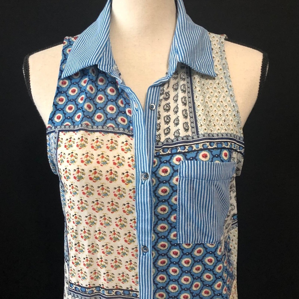 amang NY sleeveless “ patchwork “ top. M - Picture 8 of 13